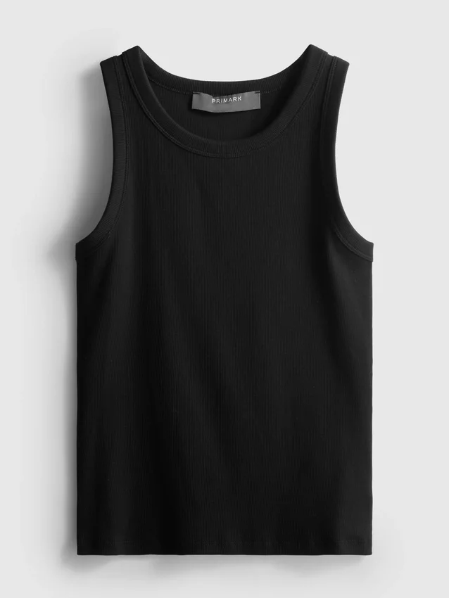Ribbet racerback-tanktop med højt bomuldsindhold