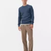 Ribbet sweater med rund hals