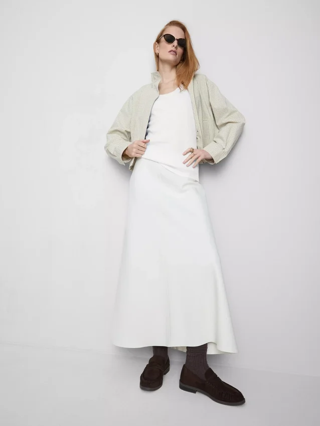 Ribbet tanktop i bomuldsblanding