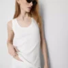 Ribbet tanktop i bomuldsblanding
