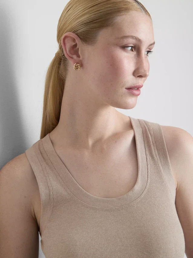 Ribbet tanktop i bomuldsblanding