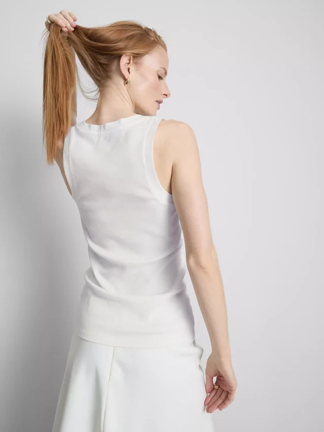 Ribbet tanktop i bomuldsblanding