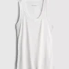 Ribbet tanktop i bomuldsblanding