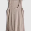 Ribbet tanktop i bomuldsblanding