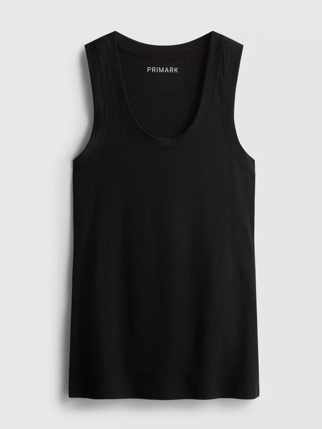 Ribbet tanktop i bomuldsblanding