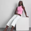 Ribbet tanktop med indbygget bh