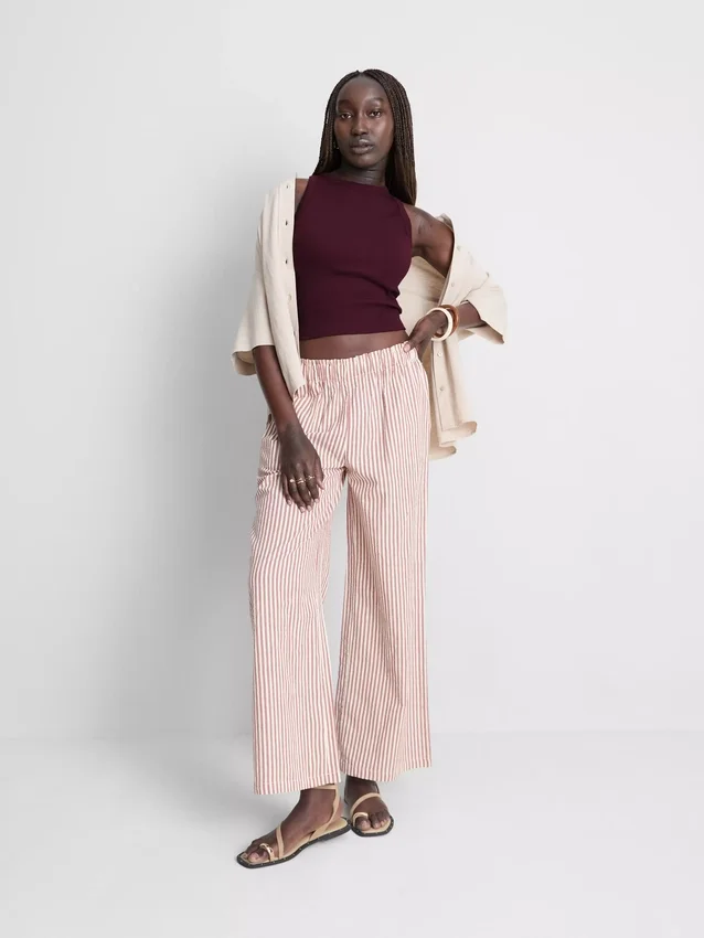 Ribbet tanktop med indbygget bh