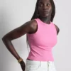 Ribbet tanktop med indbygget bh