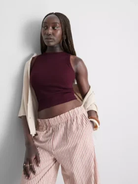Ribbet tanktop med indbygget bh