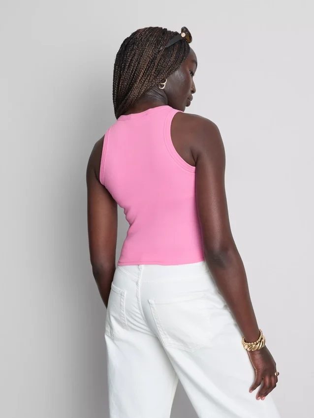 Ribbet tanktop med indbygget bh