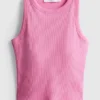 Ribbet tanktop med indbygget bh