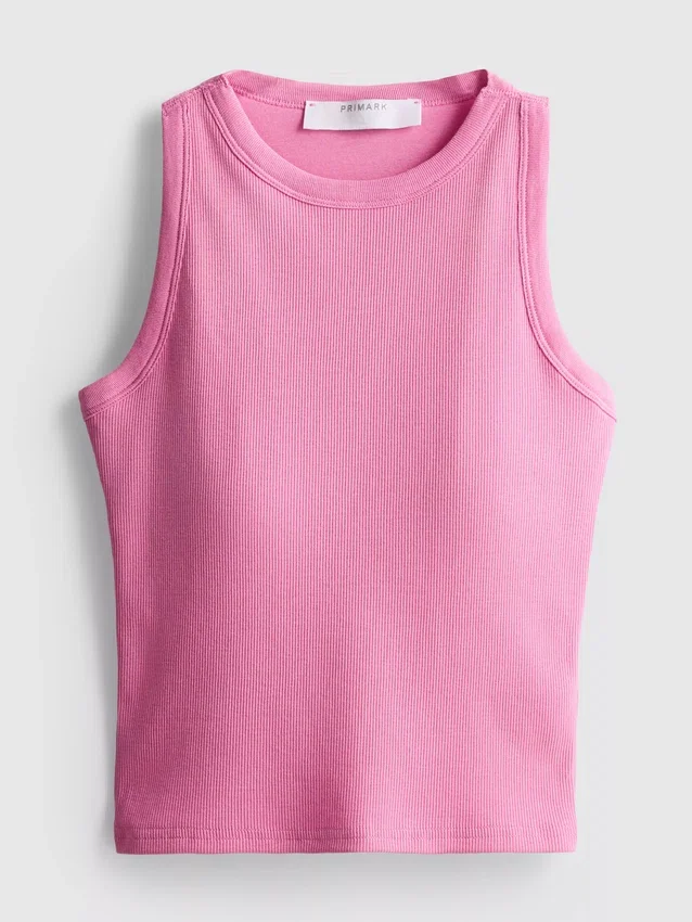 Ribbet tanktop med indbygget bh