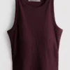 Ribbet tanktop med indbygget bh