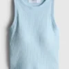 Ribbet tanktop med indbygget bh