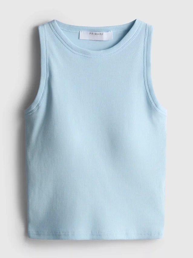Ribbet tanktop med indbygget bh