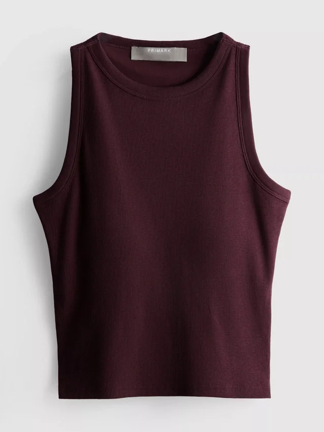 Ribbet tanktop med indbygget bh
