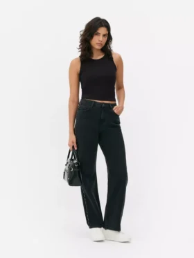 Ribbet tanktop med racerryg