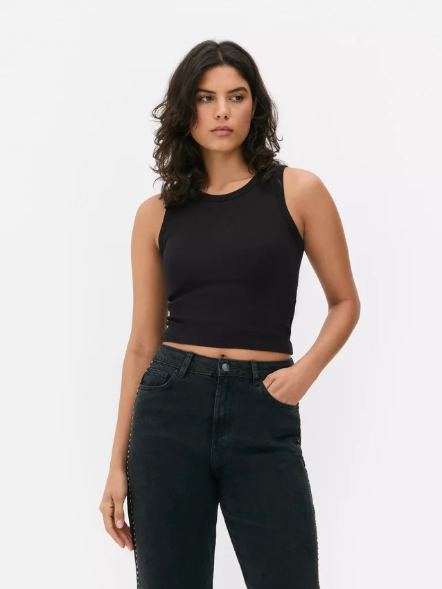 Ribbet tanktop med racerryg