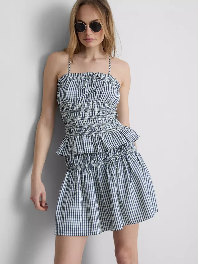 Rynket peplum-cami-top i gingham
