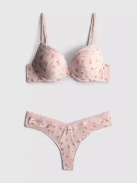 Sæt med printet push-up-bh og g-streng