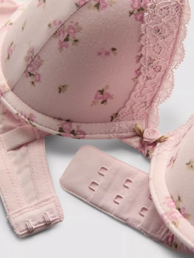 Sæt med printet push-up-bh og g-streng