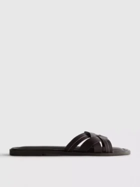 Sandaler i vævet imiteret læder