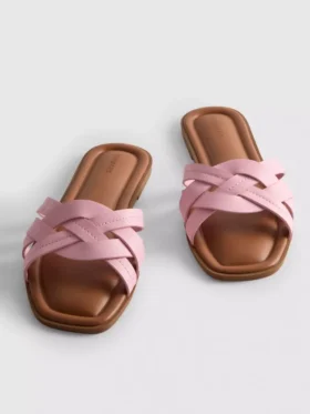 Sandaler i vævet imiteret læder