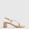 Sandaler med bred pasform, raffia-kant og blokhæl
