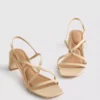 Sandaler med bred pasform, raffia-kant og blokhæl