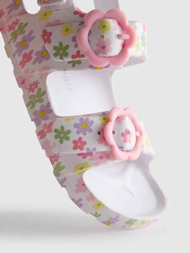 Sandaler med dobbelt spænde og print