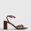 Sandaler med remme og rhinestone-højhælede sko