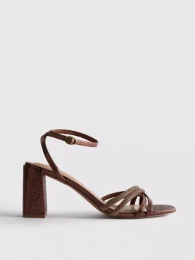 Sandaler med remme og rhinestone-højhælede sko