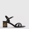 Sandaler med remme og vævet blokhæl