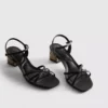 Sandaler med remme og vævet blokhæl