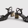 Sandaler med remme og vævet blokhæl