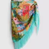 Sarong med frynser og tropisk print