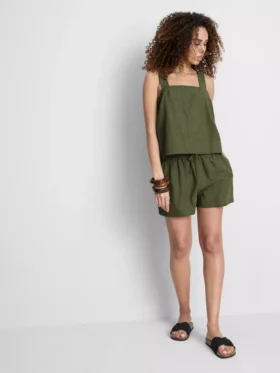 Shorts i bomuldsblanding med elastisk talje