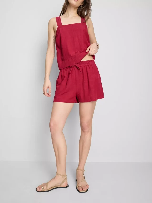 Shorts i bomuldsblanding med elastisk talje