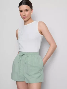Shorts i bomuldsblanding med elastisk talje