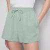 Shorts i bomuldsblanding med elastisk talje