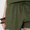 Shorts i bomuldsblanding med elastisk talje