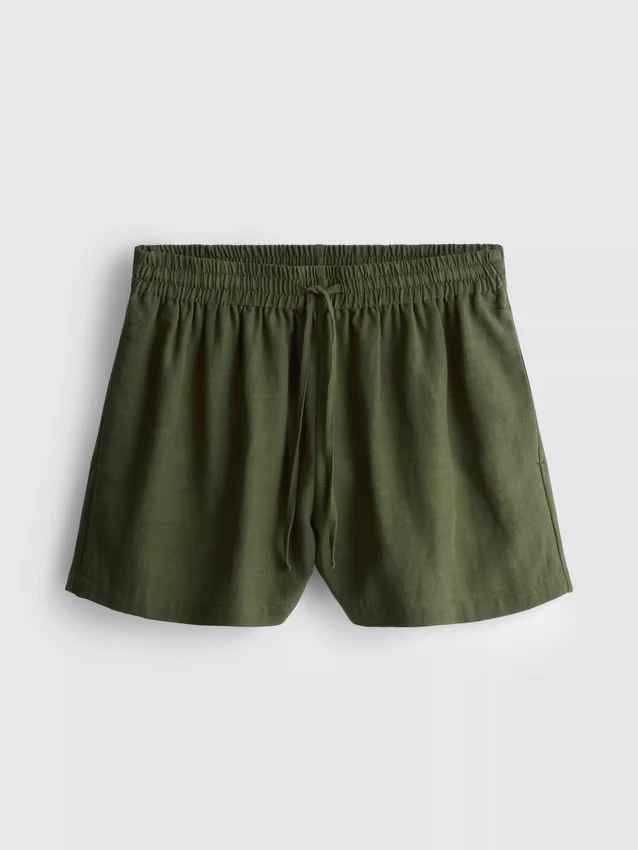 Shorts i bomuldsblanding med elastisk talje