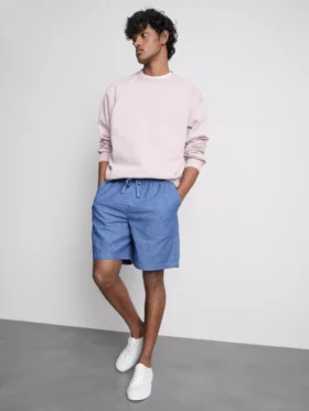 Shorts i linneblanding med snøre