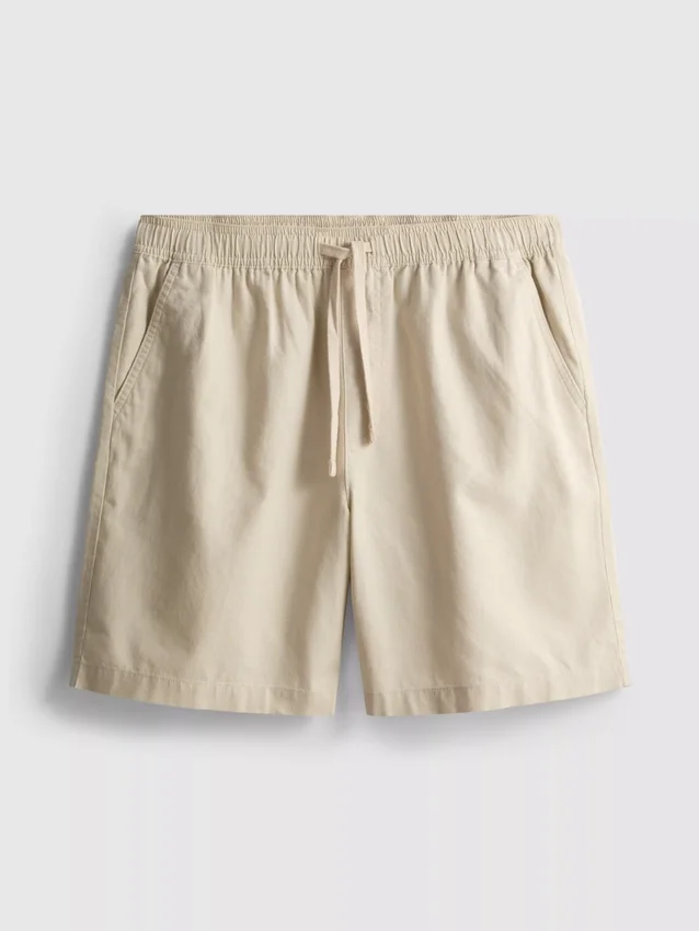 Shorts i linneblanding med snøre
