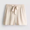 Shorts med bælte og elastisk linning