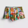 Shorts med flæser og tropisk print