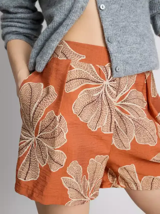 Shorts med høj talje og print