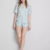 Shorty-pyjamasser i boyfriend-stil med morgenmadsprint