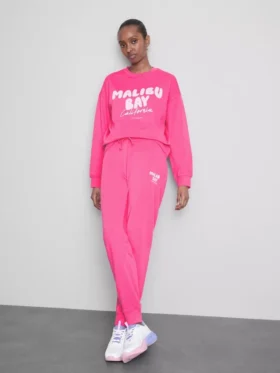 Skinny joggingbukser i bomuldsblanding med print