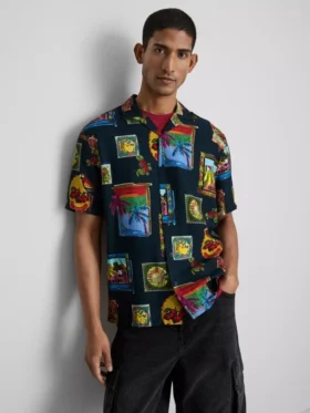 Skjorte med resort-print og reverskrave